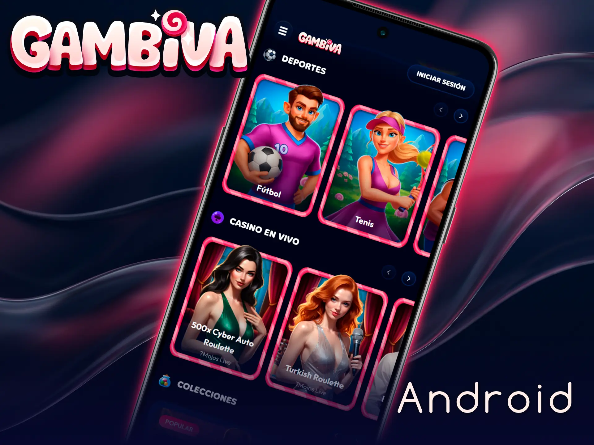 Instala la App de Gambiva en tu dispositivo Android para empezar a apostar.