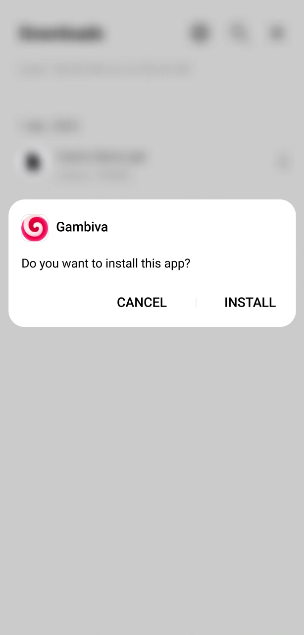 Confirma la instalación de la Gambiva App en tu teléfono Android.