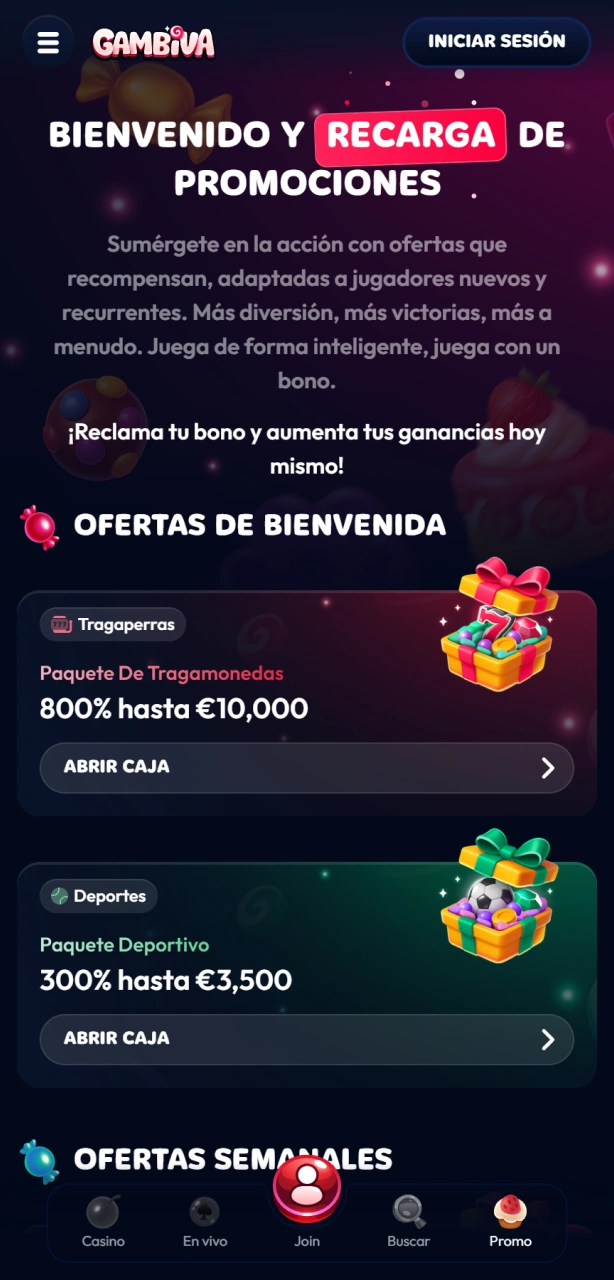 Consigue increíbles bonos y promociones a través de la Gambiva App.