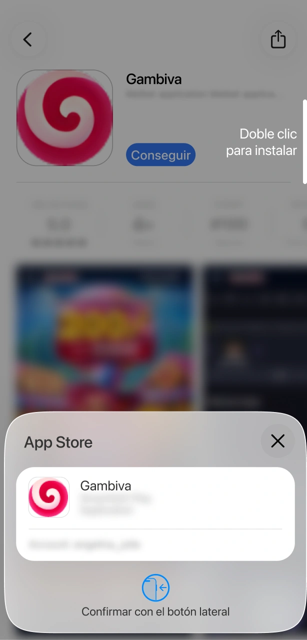 Confirma la descarga de la Gambiva App en tu teléfono iOS de forma segura.