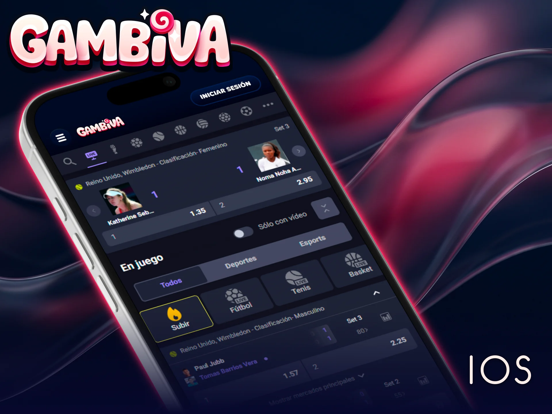 Instala la App de Gambiva en tu dispositivo iOS para comenzar a apostar.