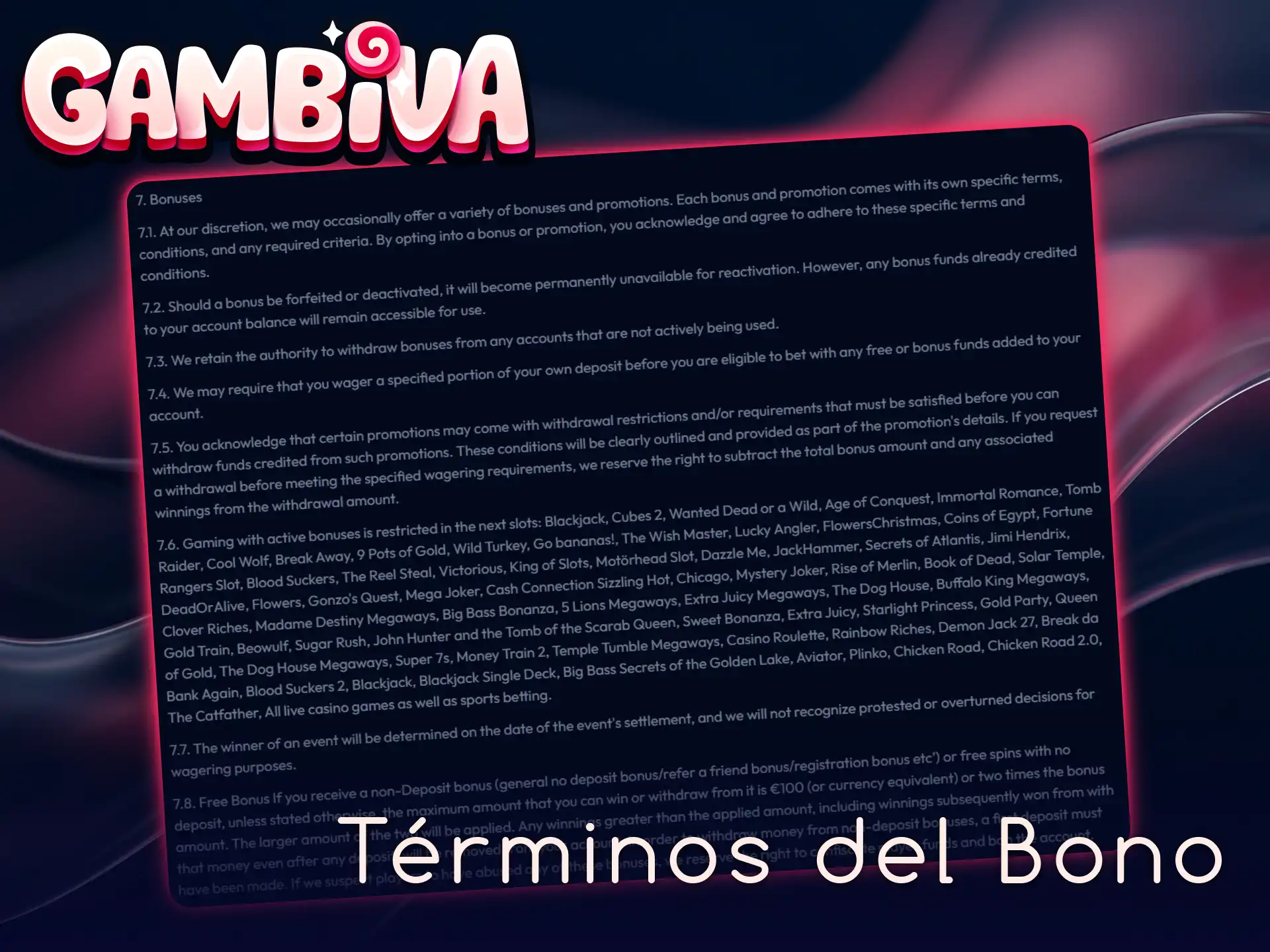 Conoce los términos del bono Gambiva y empieza a jugar con ventajas.