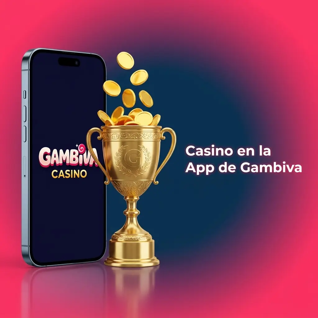 Sección de casino en la app de Gambiva con tragaperras, blackjack, ruleta y casino en vivo con crupiers reales.