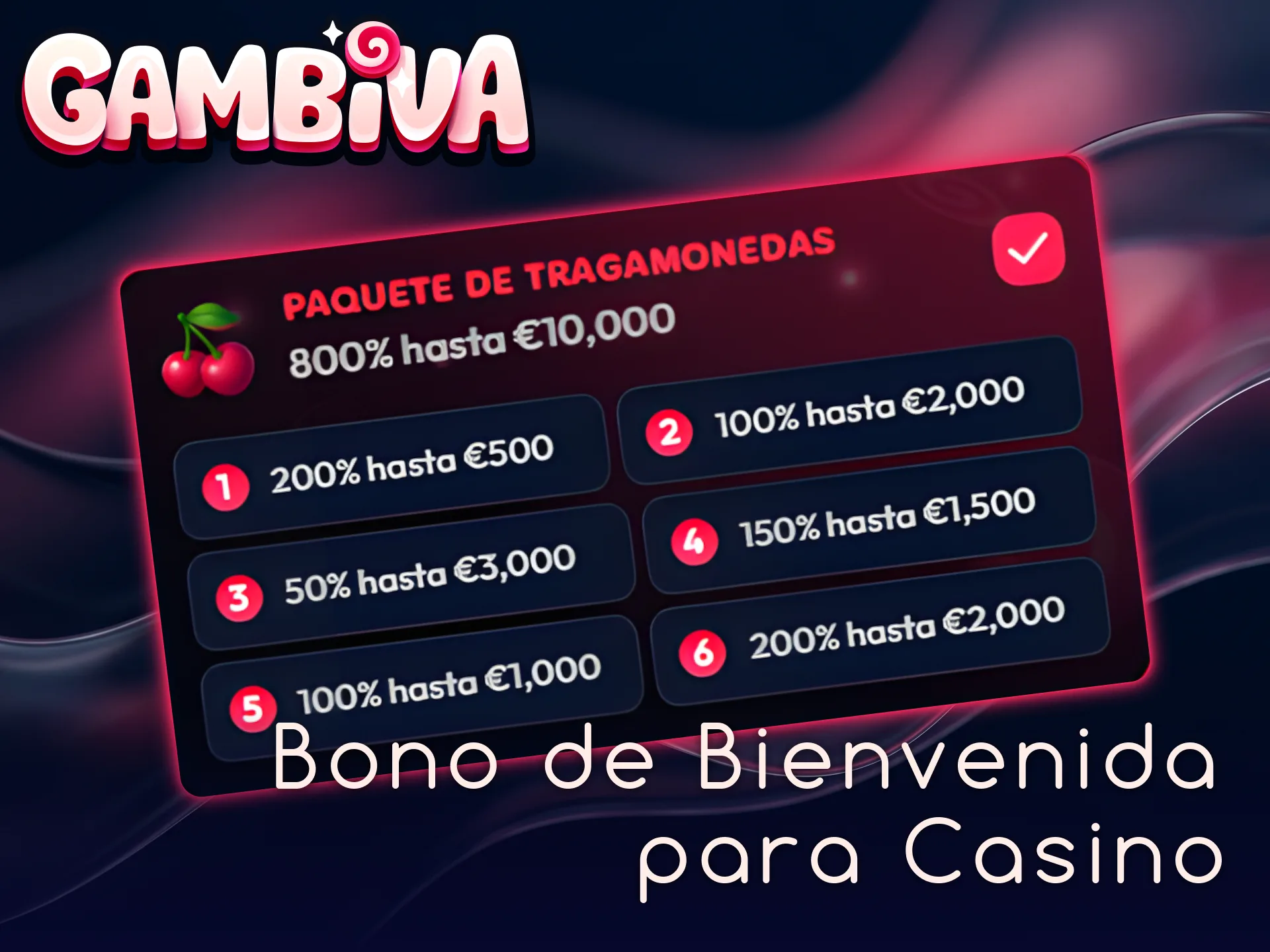 Activa el bono de bienvenida de Gambiva para disfrutar del casino.