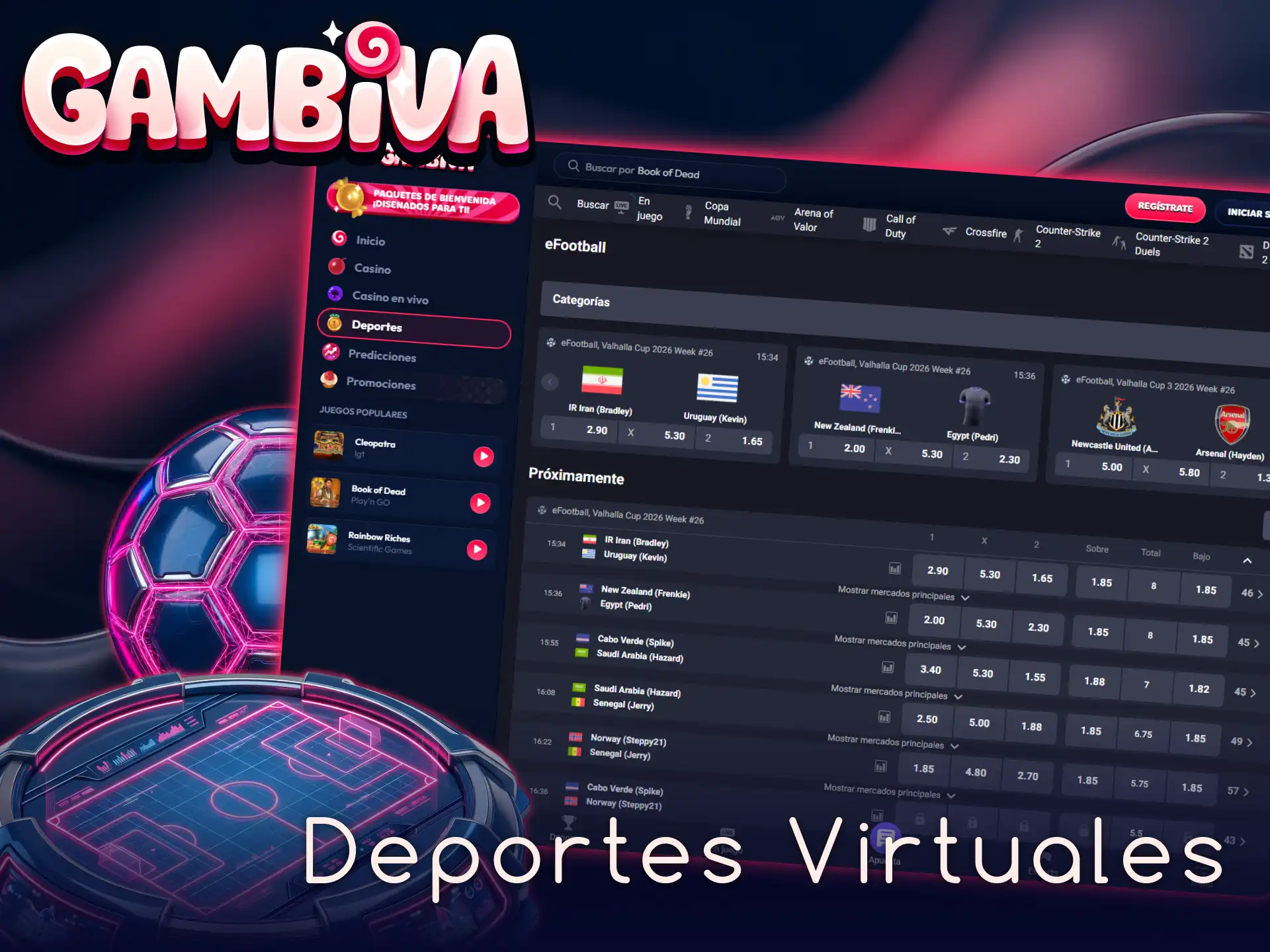Apuesta en los deportes virtuales de Gambiva y gana premios increíbles.