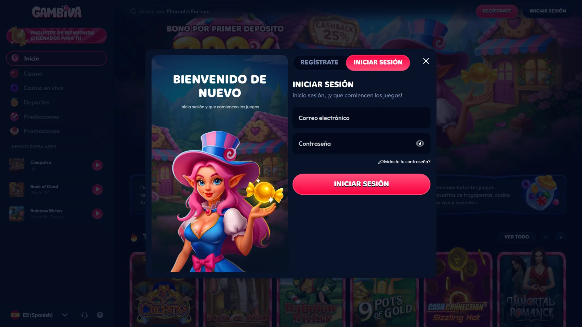 Abre la página de inicio de sesión en Gambiva para acceder a tu cuenta.