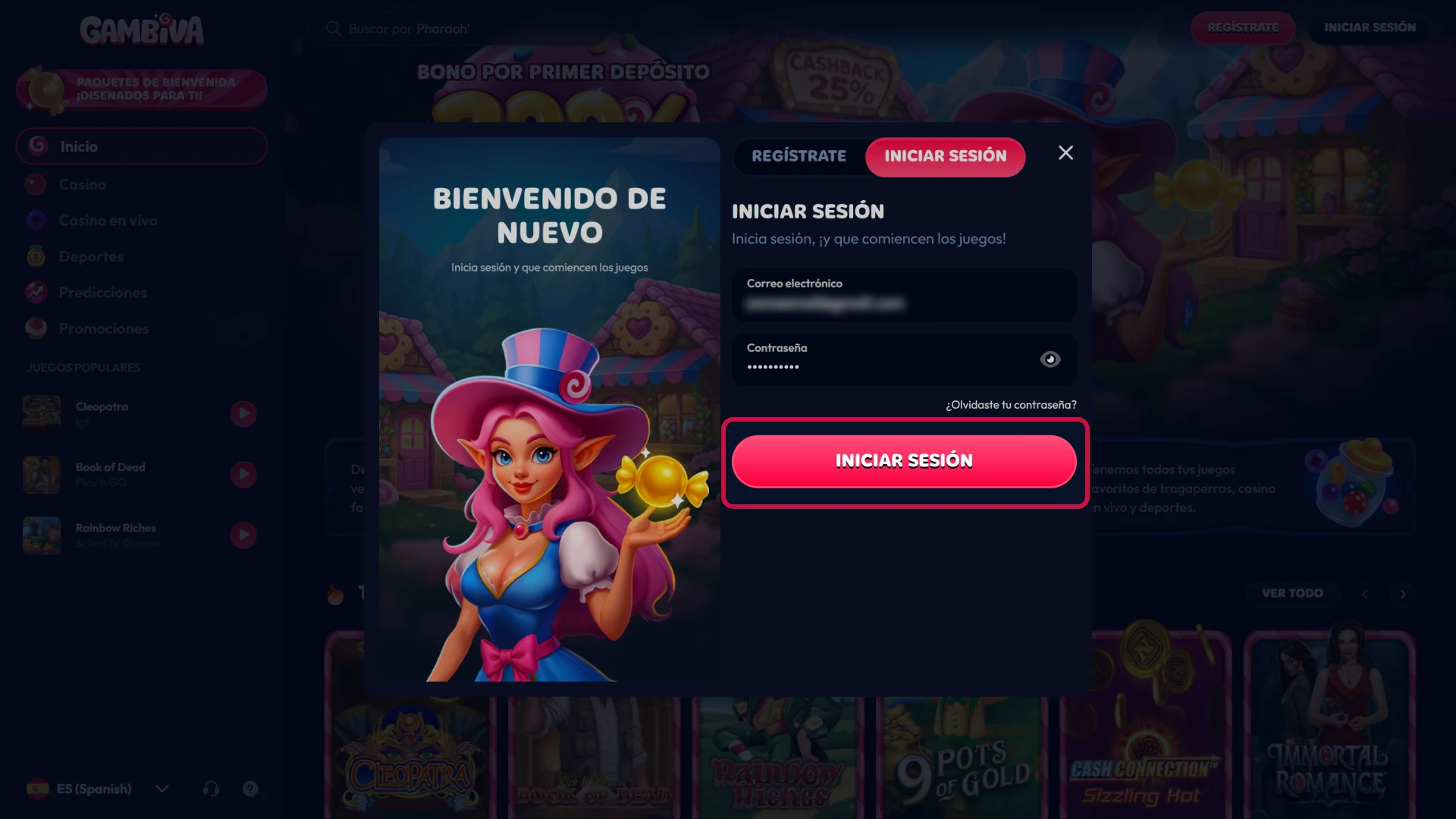 Accede a tu cuenta tras completar el inicio de sesión en Gambiva.