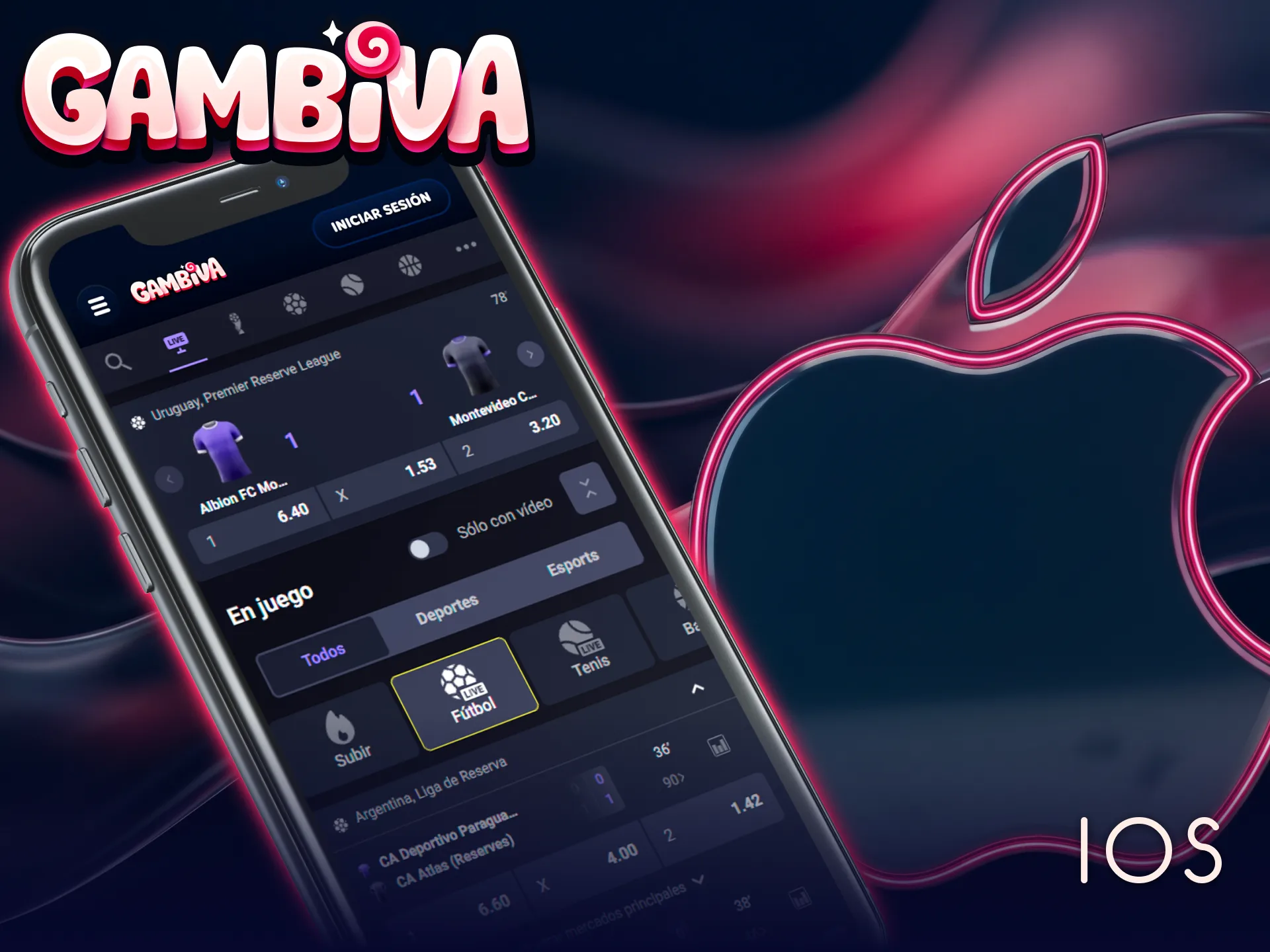 Instala la app de Gambiva en tu dispositivo iOS y apuesta cómodamente.