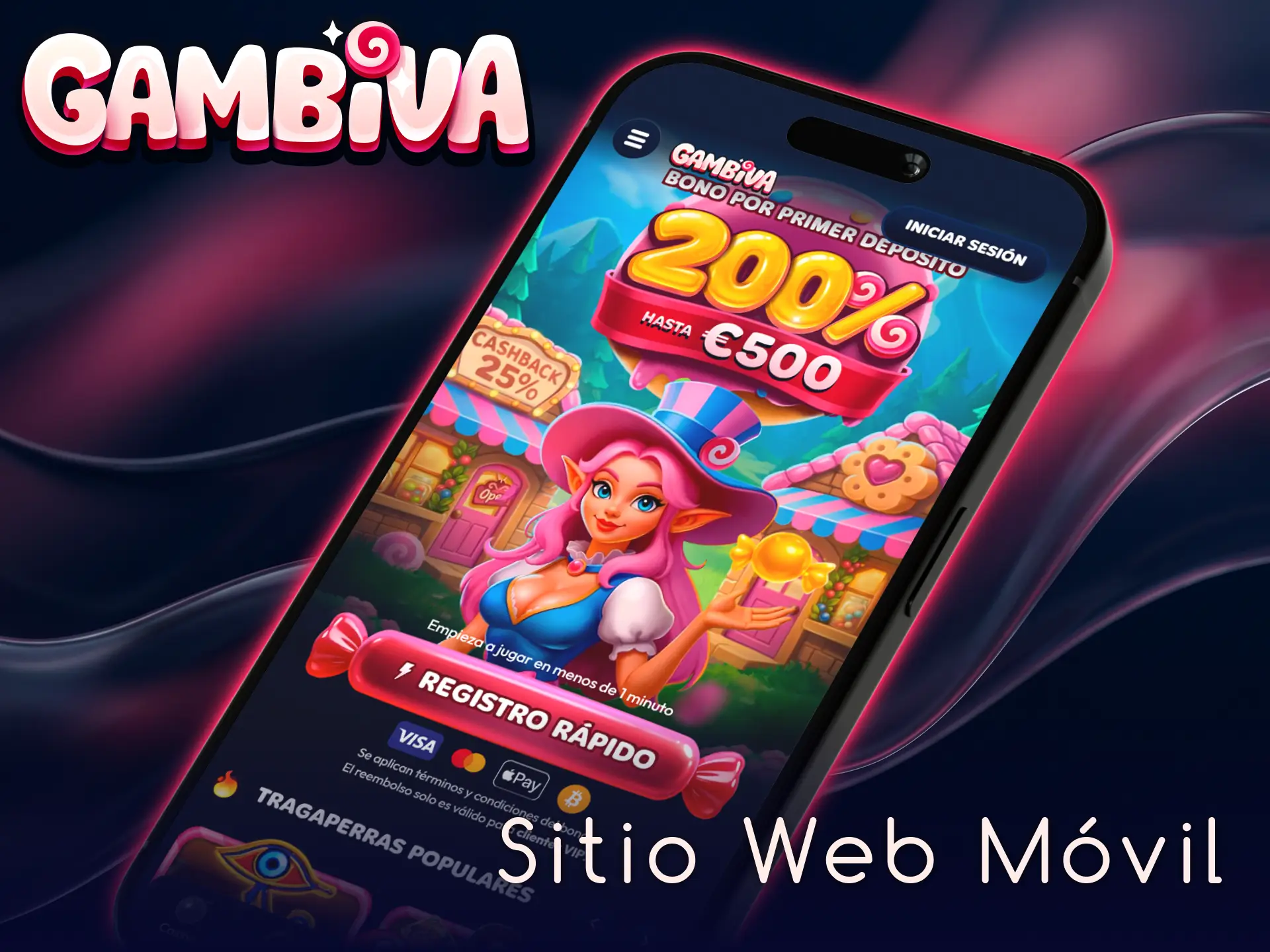 Explora la versión de sitio web móvil de Gambiva para apostar desde cualquier lugar.