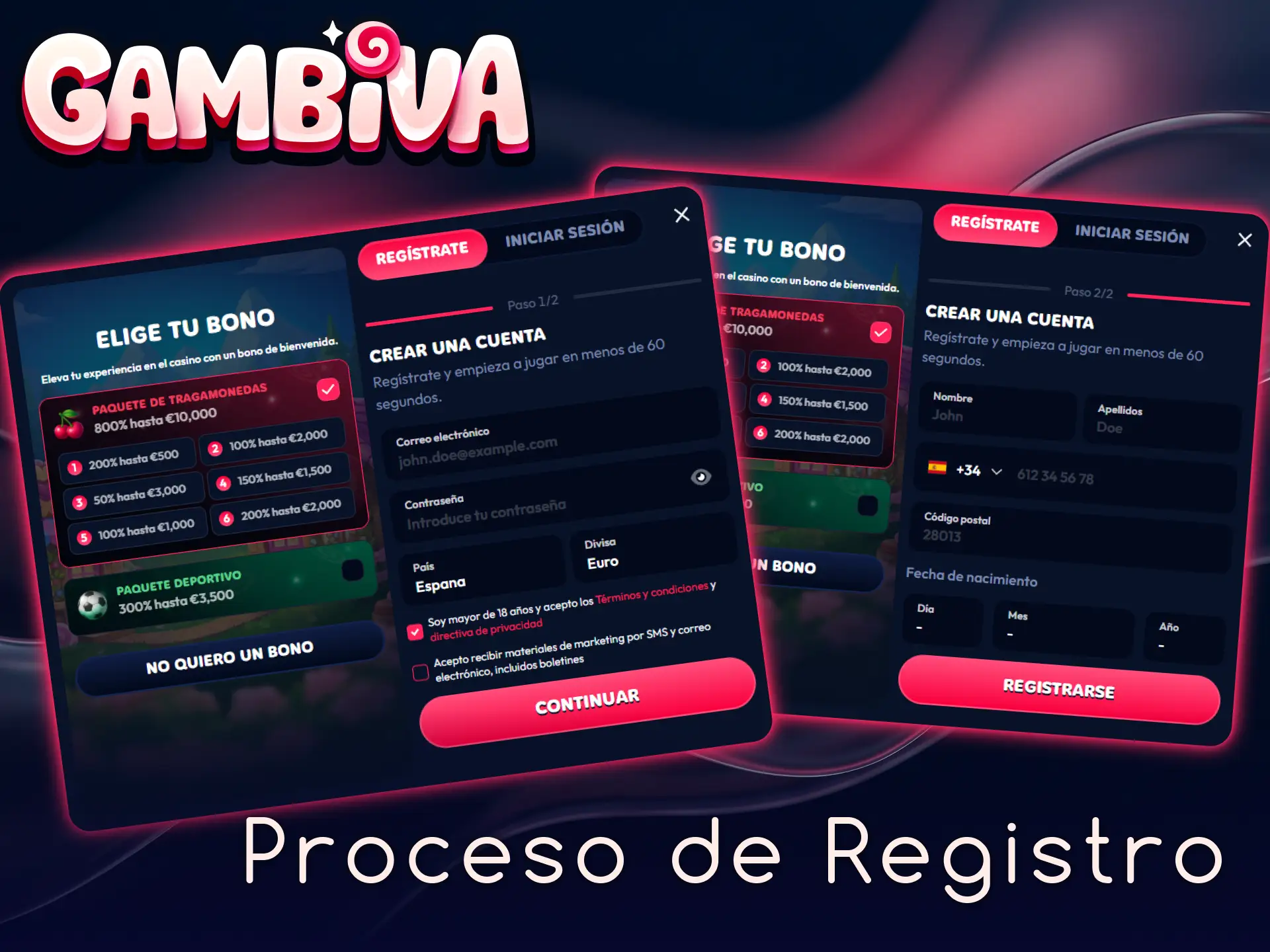 Regístrate en Gambiva para abrir tu cuenta y empezar a apostar.
