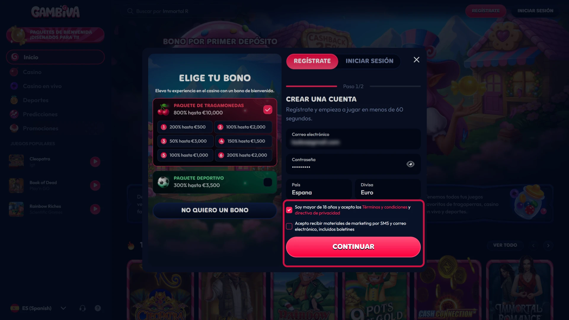 Acepta los términos y confirma tu correo electrónico para validar tu cuenta de Gambiva.