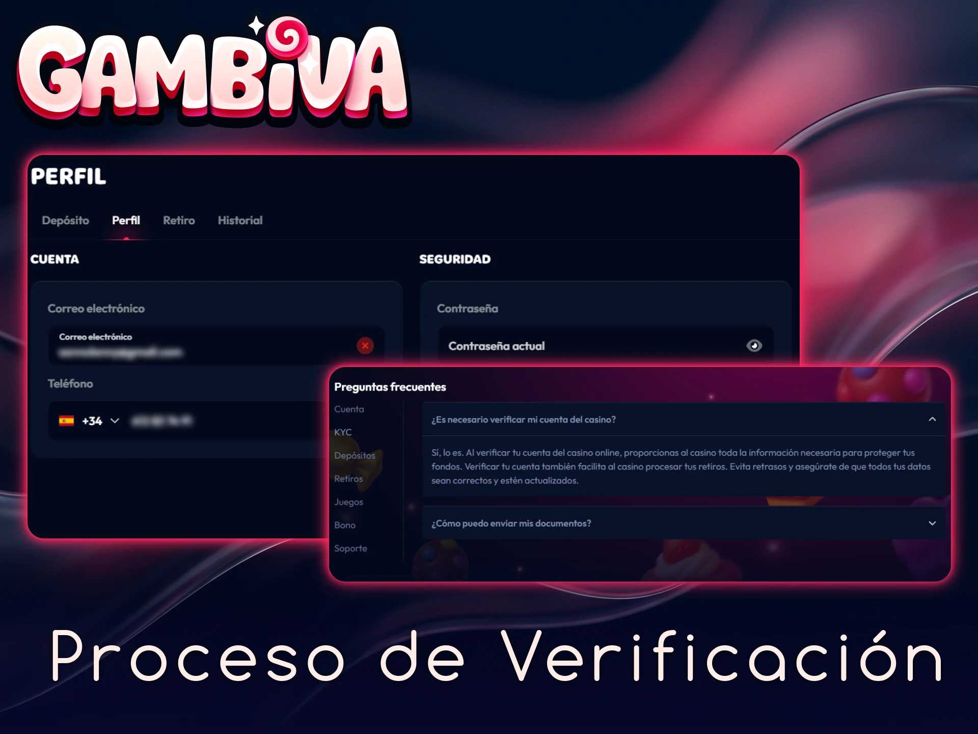 Completa el proceso de verificación de cuenta en Gambiva para mayor seguridad.